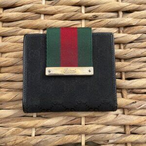 GG Canvas Canvas Compact Wallet $245.00